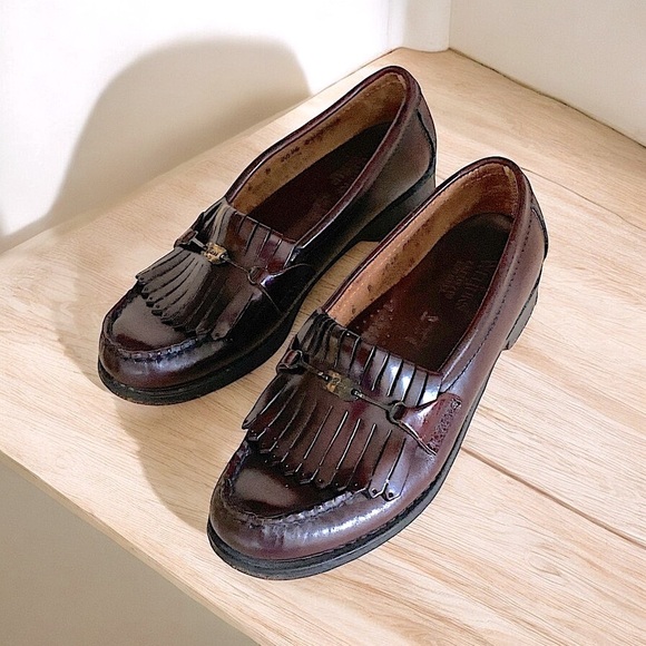 G.H.Bass Weejuns Oxblood Leather Loafers Kiltie Horse-Bit Vintage 80’s Size 6 - Picture 9 of 14